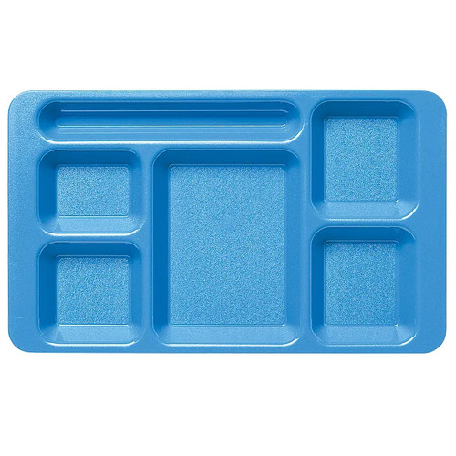 Cambro 1596CW168 9" x 15" Blue Polycarbonate Rectangular Camwear 2 " x 2 Compartment Tray - 24/Case
