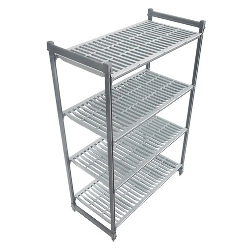 Cambro CBU244264V4580 42" W x 64" H x 24" D Brushed Graphite Polypropylene 4 Shelves Louvered Camshelving Basics Plus Starter Unit