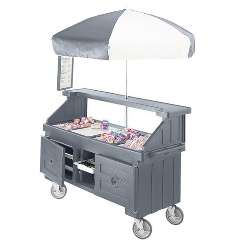 Cambro CVC724191 Granite Gray 4 Counter Top Wells 3 Compartments Camcruiser Vending Cart