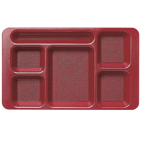 Cambro 1596CW416 9" x 15" Cranberry Polycarbonate Rectangular Camwear 2 " x 2 Compartment Tray - 24/Case