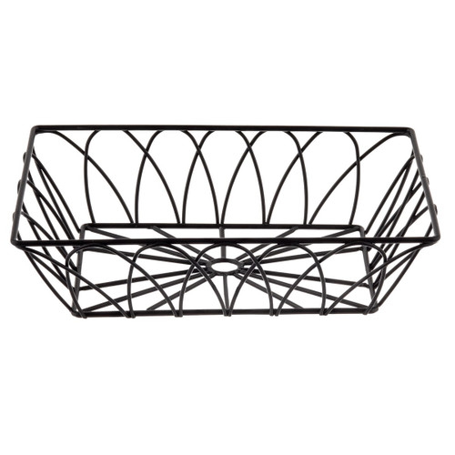 TableCraft Products 10537 9" W x 6" D x 2 1/2" H Rectangular Metal Black Powder Coat Finish Petal Collection Serving Basket