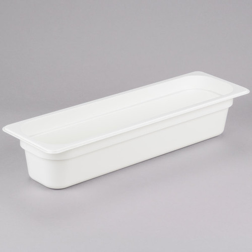 Cambro 24LPCW148 5.3 Qt. White Polycarbonate 1/2 Size Long Camwear Food Pan - 6/Case