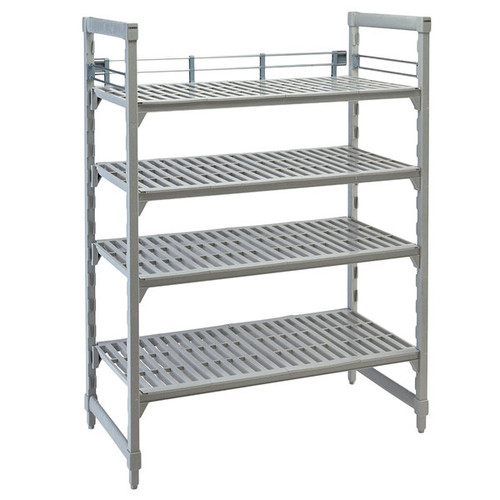 Cambro CBR18603151 56.25" W x 3" D x 2.75" H Soft Gray Polypropylene Camshelving Basic Plus Three-Quarter Shelf Rail Kit