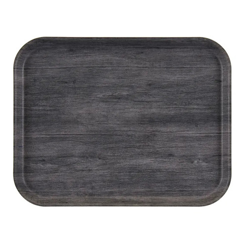 Cambro 1418DC815 18.05" W x 0.87" H x 14.06" D Charcoal Gray Textured Surface Fiberglass Rectangular Decor Series Camtray - 12/Case