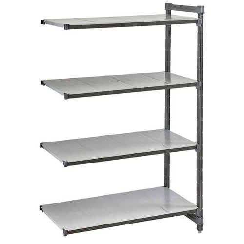 Cambro CBA246064S4580 4-Tier 600 Lbs. Capacity Per Shelf (400 Lbs. Top Shelf) Brushed Graphite Camshelving Basics Plus Add-On Unit