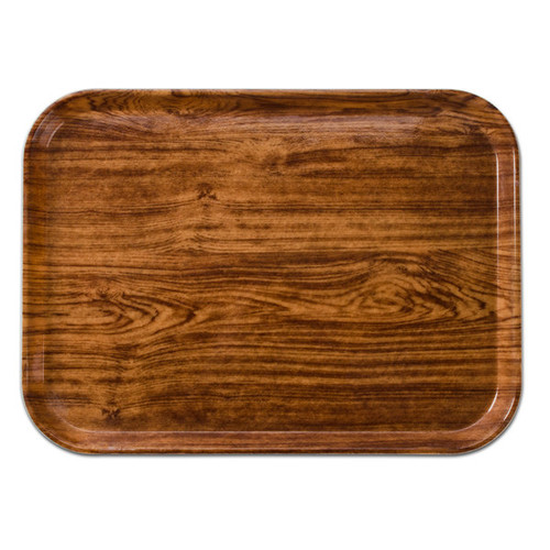 Cambro 1622309 16" x 22" Rectangular Fiberglass Java Teak Camtray - 12/Case