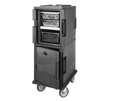 Cambro UPCHT800191 20.50" W x 54" H x 27.13" D Granite Gray Polyethylene Ultra Camcart Heated Food Pan Carrier - 110V