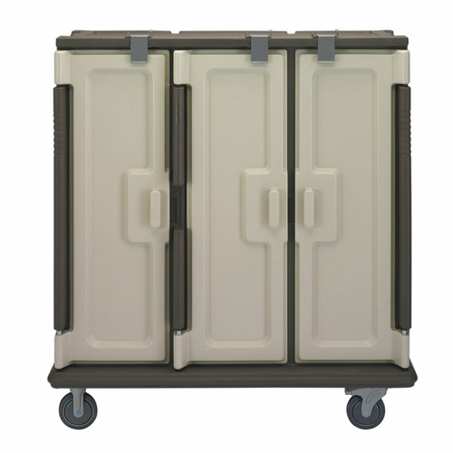 Cambro MDC1411T60194 60" W x 29.25" D x 63.63" H Tall Profile (3) Doors 3-Compartments Heavy Duty Aluminum Handles with Security Screws Sand with Cream Color Door Meal Delivery Cart