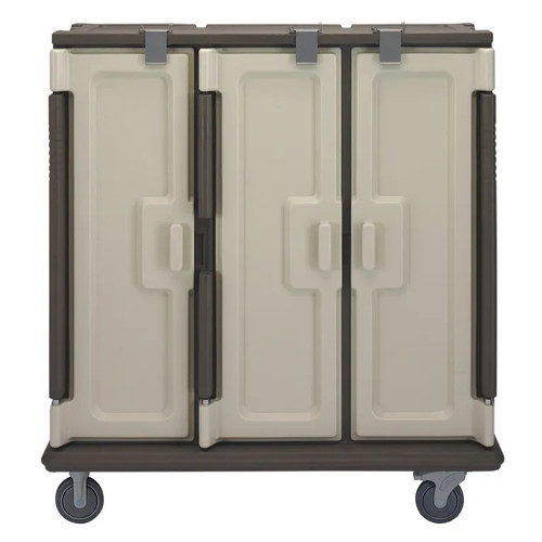 Cambro MDC1411T60194 60" W x 29.25" D x 63.63" H Tall Profile (3) Doors 3-Compartments Heavy Duty Aluminum Handles with Security Screws Sand with Cream Color Door Meal Delivery Cart