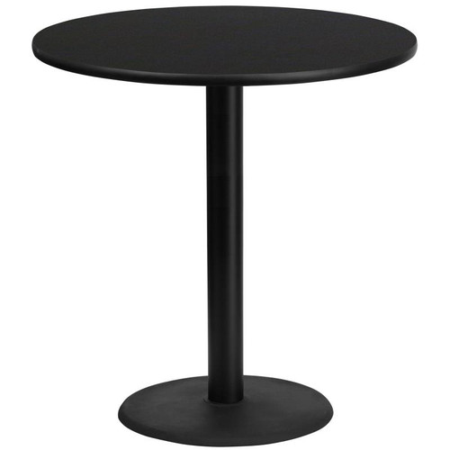 Flash Furniture XU-RD-42-BLKTB-TR24B-GG Black Laminate Round Top PVC T-Mold Edge Table