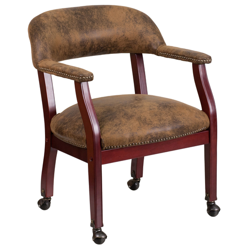 Flash Furniture B-Z100-BRN-GG 24" W x 27" D x 31.5" H Brown Contoured Cushions Luxurious Conference Chair
