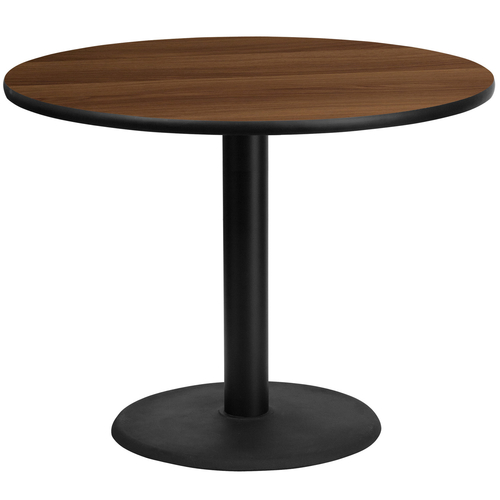 Flash Furniture XU-RD-42-WALTB-TR24-GG 42" Dia. Round Walnut Laminated Dining Height Table with Pedestal Base