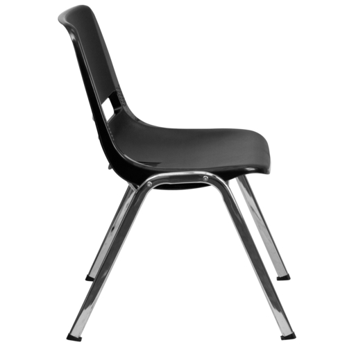 Flash Furniture RUT-14-BK-CHR-GG Black Plastic Vented Back Hercules Series Student Shell Stacking Chair