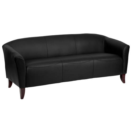 Flash Furniture 111-3-BK-GG Black LeatherSoft with Cherry Stained Wood Feet Hercules Imperial Series Reception Sofa