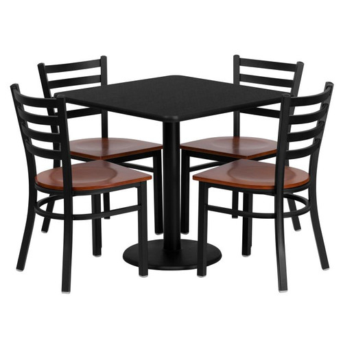 Flash Furniture MD-0003-GG 30" Dia. x 30" H Black Laminate Finish Square Table Set with 3 Chairs