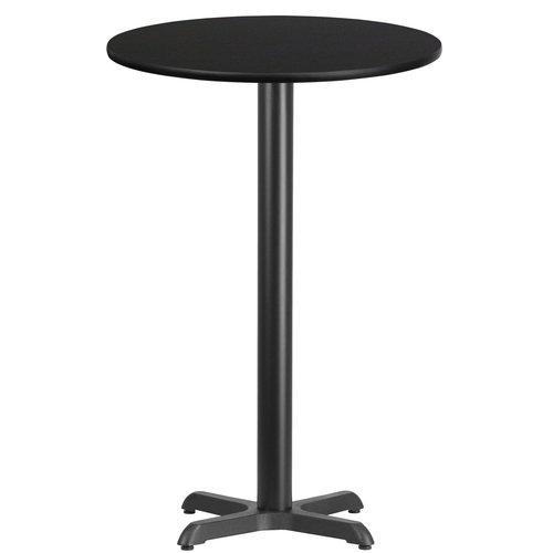 Flash Furniture XU-RD-24-BLKTB-T2222B-GG Black Laminate Round Top PVC T-Mold Edge Table