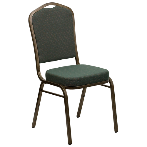 Flash Furniture FD-C01-GOLDVEIN-0640-GG Green Patterned Fabric Gold Vein Powder Coated Frame Finish Hercules Series Stacking Banquet Chair