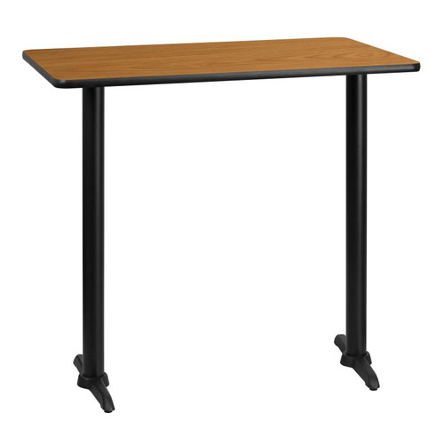 Flash Furniture XU-NATTB-3042-T0522B-GG Natural Laminate Rectangular Plastic Top PVC T-Mold Edge Table