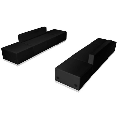 Flash Furniture ZB-803-700-SET-BK-GG Black LeatherSoft with Brushed Stainless Steel Base Modular Hercules Alon Series Reception Configuration