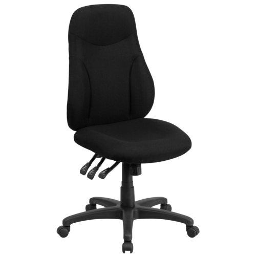 Flash Furniture BT-90297H-GG Black Armless Heavy Duty Black Nylon Base High Back Design Ergonomic Swivel Task Chair