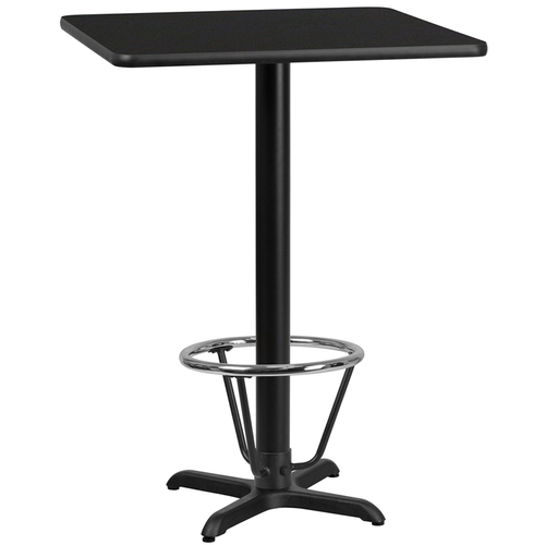 Flash Furniture XU-BLKTB-3030-T2222B-3CFR-GG Black Square Laminate Top PVC T-Mold Edge Table