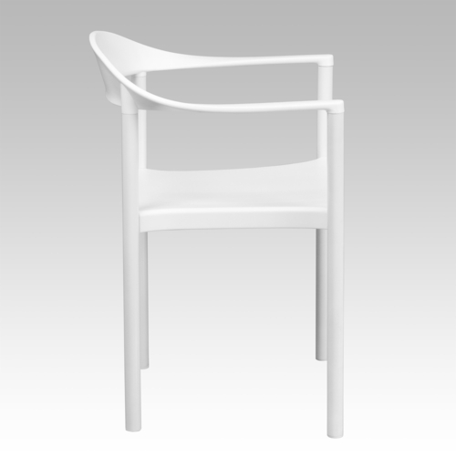 Flash Furniture RUT-418-WH-GG White Plastic Seat and Back Heavy Duty Metal Leg Hercules Series Cafe Stacking Chair