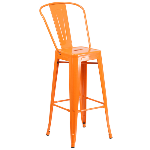 Flash Furniture CH-31320-30GB-OR-GG Orange Galvanized Steel With Drain Hole In Seat Bar Stool
