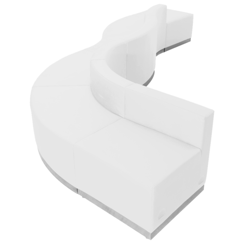 Flash Furniture ZB-803-580-SET-WH-GG White LeatherSoft with Brushed Stainless Steel Base Modular Hercules Alon Series Reception Configuration