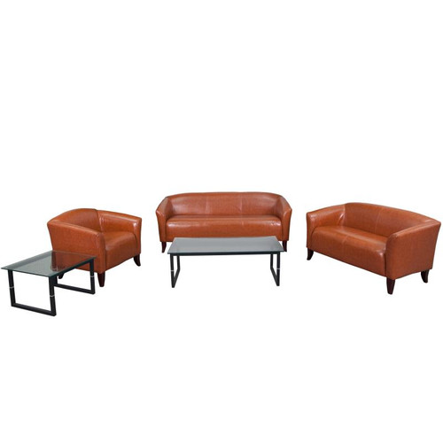 Flash Furniture 111-SET-CG-GG Cognac LeatherSoft with Sturdy Hardwood Construction Hercules Imperial Series Reception Set