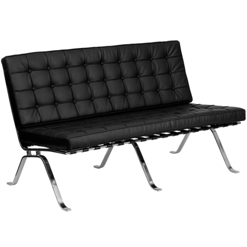 Flash Furniture ZB-FLASH-801-LS-BK-GG Black LeatherSoft Upholstery With Polished Stainless Steel Frame Hercules Flash Series Loveseat