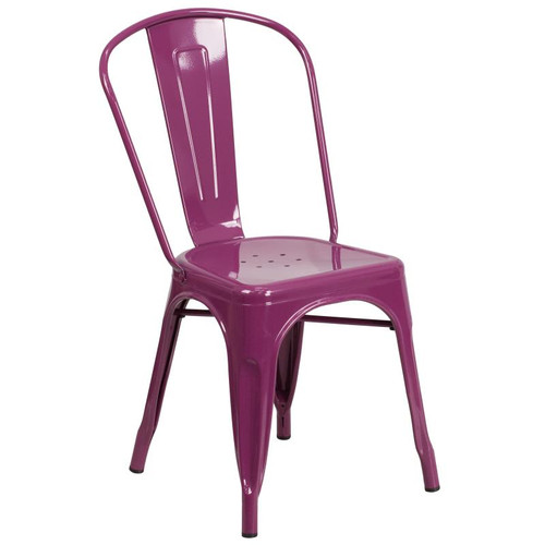 Flash Furniture ET-3534-PUR-GG Purple Metal Curved Back with Vertical Slat Chair