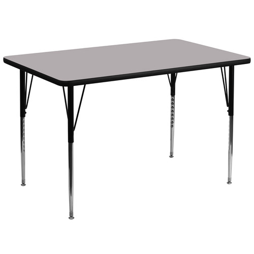 Flash Furniture XU-A3672-REC-GY-T-A-GG 72" W x 36" D x 21.12" - 30.12" Adjustable Height Rectangular Gray Activity Table