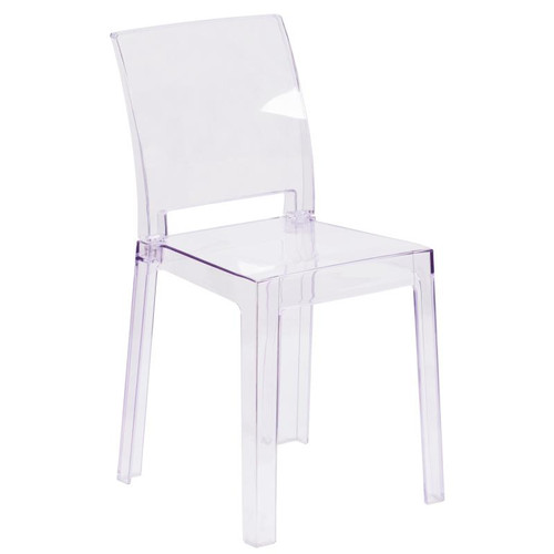 Flash Furniture OW-SQUAREBACK-18-GG Square Back For Commercial Use/Suitable for Outdoor Use Transparent Crystal Ghost Chair