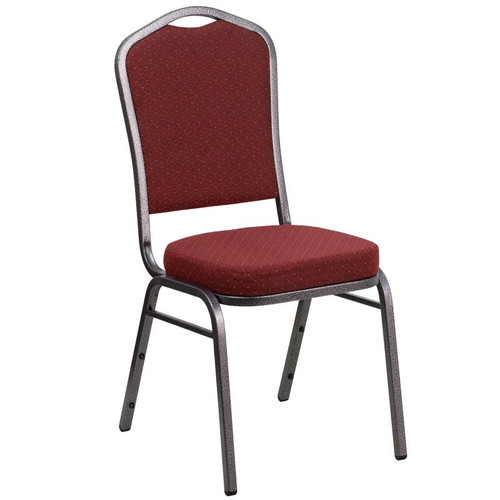 Flash Furniture NG-C01-HTS-2201-SV-GG Burgundy Patterned Fabric Silver Vein Powder Coated Frame Finish Hercules Series Stacking Banquet Chair