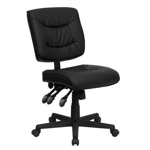 Flash Furniture GO-1574-BK-GG Black Bonded Leather Armless Mid Back Design Swivel Task Chair