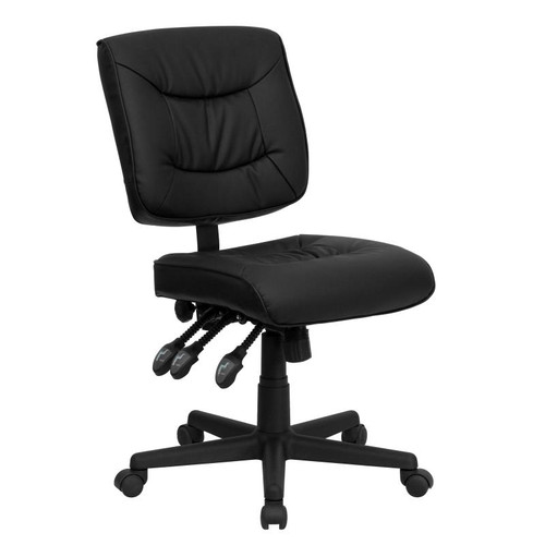Flash Furniture GO-1574-BK-GG Black Bonded Leather Armless Mid Back Design Swivel Task Chair