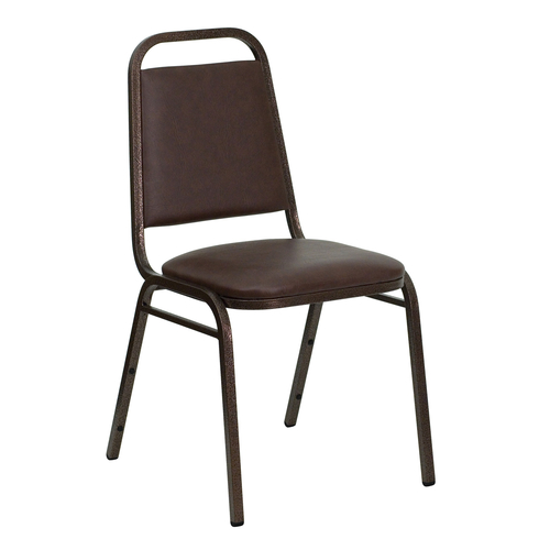 Flash Furniture FD-BHF-2-BN-GG Brown Vinyl Upholstered Trapezoidal Back Panel Copper Vein Powder Coated Finish Hercules Series Stacking Banquet Chair
