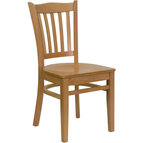 Flash Furniture XU-DGW0008VRT-NAT-GG Vertical Wood Slat Back .62" Thick Natural Finish Beechwood Seat Hercules Series Restaurant Chair