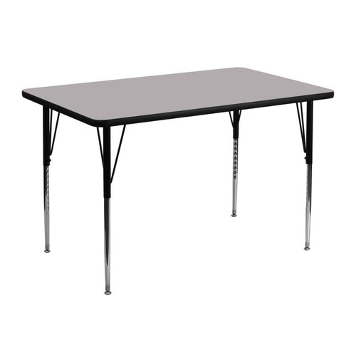 Flash Furniture XU-A3048-REC-GY-T-A-GG 48" W x 30" D x 21.25" - 30.25" Adjustable Height Rectangular Gray Activity Table
