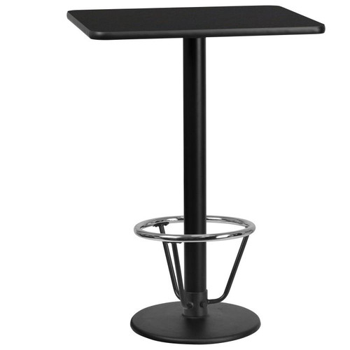Flash Furniture XU-BLKTB-2430-TR18B-3CFR-GG Black Rectangular Laminate Top PVC T-Mold Edge Table