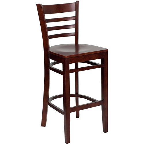 Flash Furniture XU-DGW0005BARLAD-MAH-GG Mahogany Finish Seat With Ladder Back Mahogany Finish Beechwood Frame Hercules Series Restaurant Bar Stool