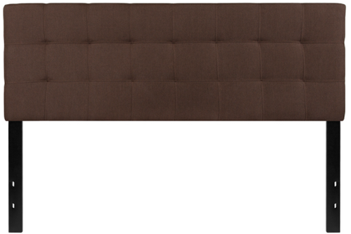 Flash Furniture HG-HB1704-Q-DBR-GG Dark Brown Queen Size Contemporary Style Black Metal Stands with Adjustable Bed Rail Slots Fabric Bedford Headboard