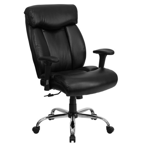 Flash Furniture GO-1235-BK-LEA-A-GG Black Bonded Leather Padded Arms High Back Design Hercules Series Big & Tall Executive Swivel Office Chair