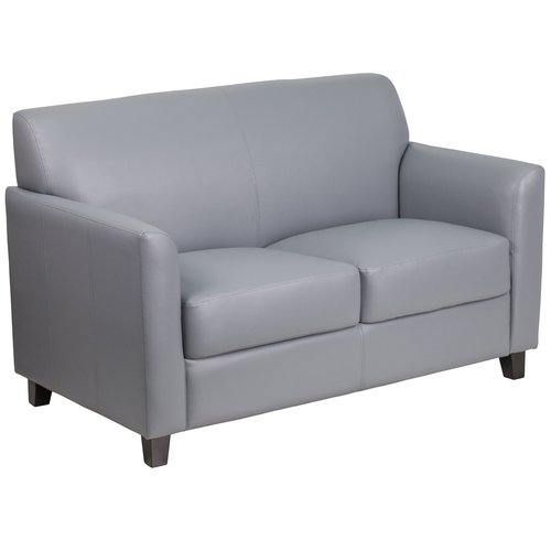 Flash Furniture BT-827-2-GY-GG Gray LeatherSoft with Black Wood Feet Hercules Diplomat Series Reception Loveseat