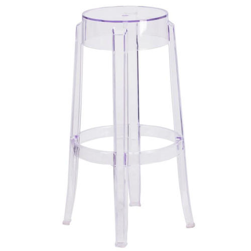 Flash Furniture FH-118-APC2-GG 29.75" H Transparent Crystal Polycarbonate Backless Bar Stool