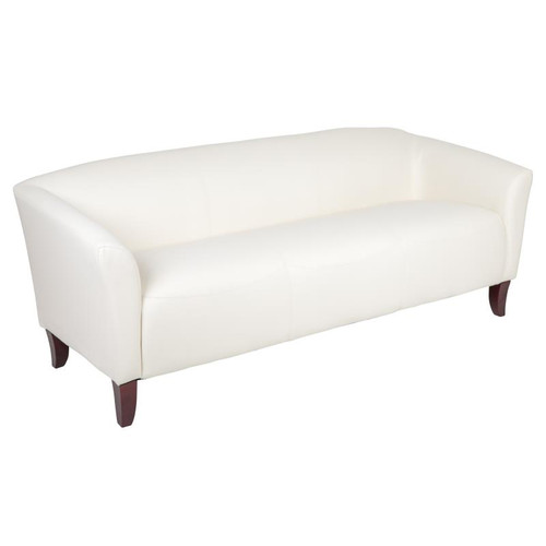 Flash Furniture 111-3-WH-GG White LeatherSoft with Cherry Stained Wood Feet Hercules Imperial Series Reception Sofa