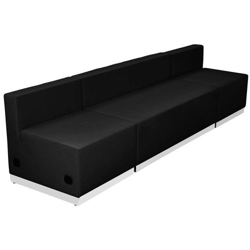 Flash Furniture ZB-803-680-SET-BK-GG Black LeatherSoft with Brushed Stainless Steel Base Modular Hercules Alon Series Reception Configuration