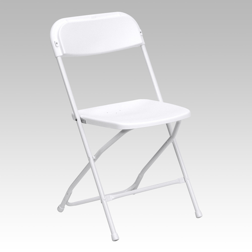 Flash Furniture LE-L-3-WHITE-GG White Plastic Seat and Back Hercules Series Premium Folding Chair