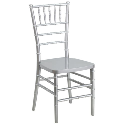 Flash Furniture LE-SILVER-GG Silver One-Piece Ultra-Strong Polycarbonate Designed For Indoor/Outdoor Commercial Use Hercules Premium Series Stacking Chiavari Chair