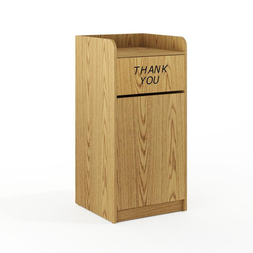Flash Furniture MT-M8520-TRA-OAK-GG 36 Gal. Oak Melamine Finish Square Tray Top Trash Receptacle